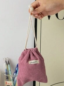 1 Piece Set Of Solid Color Corduroy Travel Skincare Drawstring Storage Bag, Cosmetic Bag, Underwear, Clothing Storage Bag, Hygiene Bag, Excursion Essentials, Travel Storage Set, Box Set, Luggage Storage Bag Set, School Supplies, Dormitory Essentials, Room/Bedroom Decoration Box, Clothing Storage Bag - Multicolor - View 19