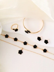 1 套经典三叶草项链、耳环和手链首饰套装，适合青少年和朋友的优雅礼物