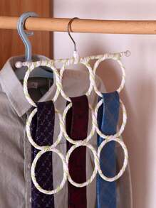 28 环围巾衣架圈，多环领带展示架，彩色编织，围巾和丝巾收纳架，家用多功能悬挂收纳架，可折叠衣架，卧室多功能圆形展示架，收纳架，家居收纳，女式白色 T 恤，女式黑色裤子，女士冬装，连衣裙， - 彩色 - 查看 3