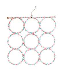 28 环围巾衣架圈，多环领带展示架，彩色编织，围巾和丝巾收纳架，家用多功能悬挂收纳架，可折叠衣架，卧室多功能圆形展示架，收纳架，家居收纳，女式白色 T 恤，女式黑色裤子，女士冬装，连衣裙， - 彩色 - 查看 7