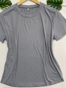 COLD MESH T-SHIRT ROUND NECK POLYAMIDE FITNESS SPORTS - 灰色 - 查看 4