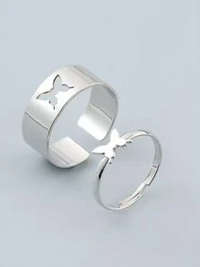 Valentine's Day Gift Versatile Luxury Retro Couple Rings Hollow Plane Heart Fashion Ring Open Design Women Accessory - Multicolor - View 14