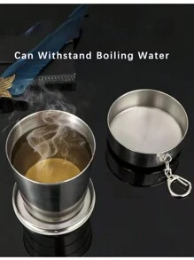 1pc Lightweight Folding Stainless Steel Cup, Portable High-Temperature Resistant Retractable Rinse Cup, Small Water Cup For Outdoor Travel