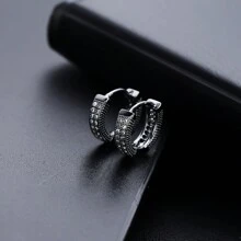 Fully Diamond Studded Hoop Earrings For Men, Hiphop Style Ear Clip, Fashionable Minimalist Design With High-End Quality, Versatile Jewelry For Elegant And Unique Charm. - X009-A (one pair) - View 28
