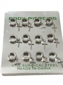 Men's And Women's Hoop Earrings With Cross/Without Cross Stainless Steel - 銀色 - 查看 1