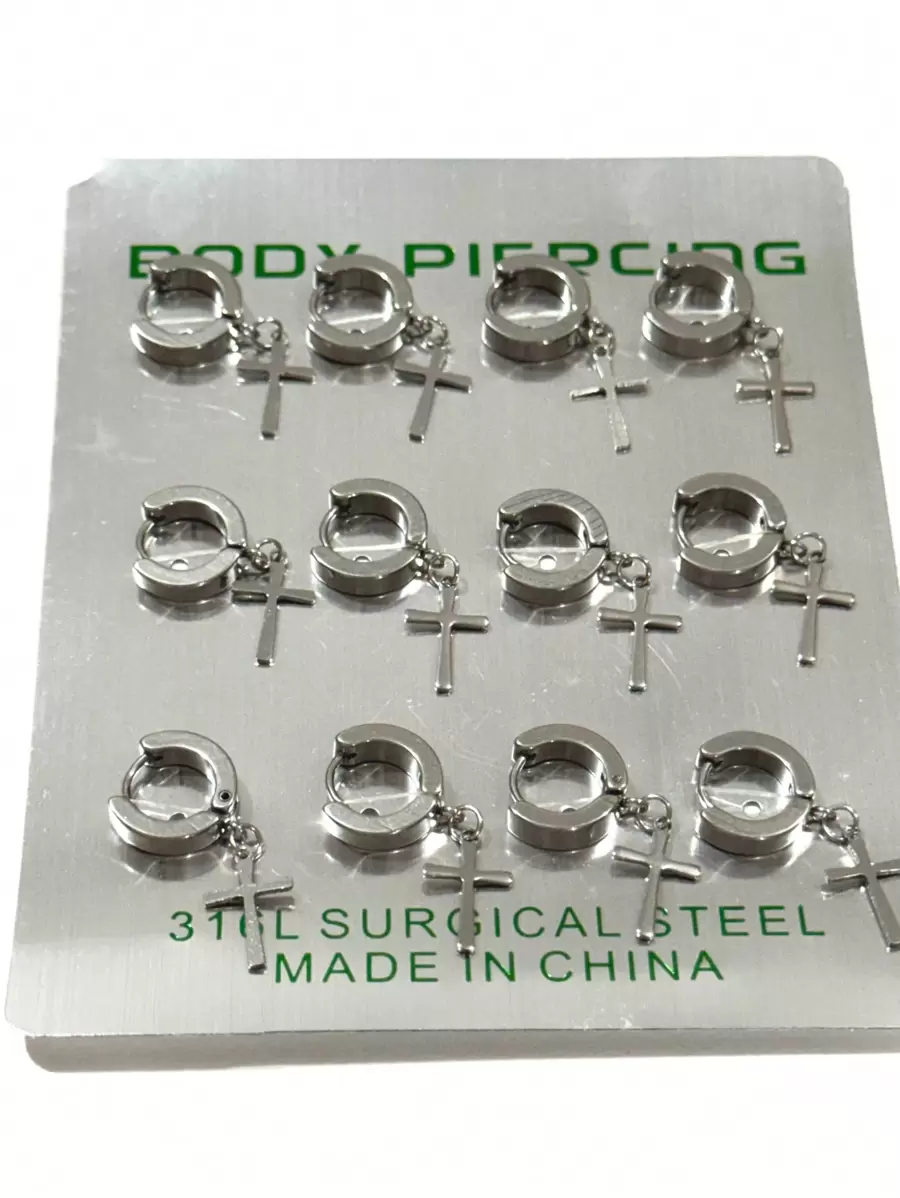 Men's And Women's Hoop Earrings With Cross/Without Cross Stainless Steel - 銀色 - 查看 1