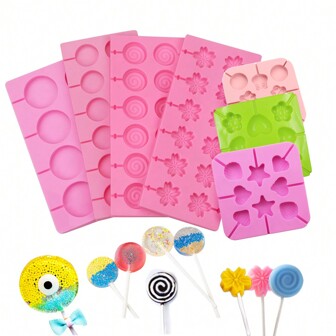 1pc Silicone Lollipop Mold, Round Christmas Chocolate Candy Cake Decor Baking Tool, Heatproof Soft Candy Mold, DIY Handmade Soap Candle Resin Craft, Gift For Valentine's Day Christmas