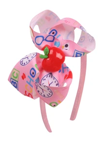 1pc New Colorful Pencil Bow Headband, Cute Children Hair Accessories For Back To School Ceremony, Grosgrain Ribbon Print Hair Hoop Suitable For Return To School And Best Friends