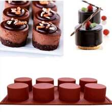 1 Piece 8-Cavity Cylindrical Silicone Chocolate Mold, Used For Ice Cream, Jelly, Pudding, Chocolate Dessert Cake Baking Tools, Is Ideal For Making Chocolate Cake Desserts. - Red - View 2