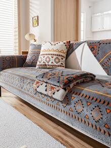 1 件秋冬季保暖厚毛绒沙发垫，防滑沙发套，波西米亚简约现代防尘，可机洗，宠物友好型保护沙发毯，适合 1-4 座沙发、卧室、办公室、客厅 - 深灰色 - 查看 3