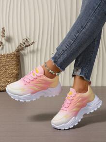 Damen Plateau-isolierte Freizeitschuhe, runde Zehenkappe mit Flammen-Muster, leichte Lauf-Sneaker, rutschfeste weiche Sohle für Outdoor-Sport