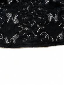 Blouse élégante à patchwork de dentelle florale pour femmes grandes tailles, décontractée pour les vacances - Noir - Voir 6