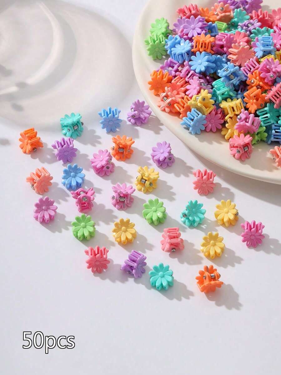 50pcs Children Hair Clips - Colorful Daisy/Starburst Hair Clips - Girl Hair Accessories - Baby Daily Decor - Festival Party Hair Decoration - Multicolor - View 1