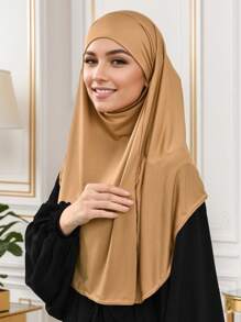 1 pieza Pañuelo de cabeza multiusos de unicolor estilo malayo, máscara, turbante, velo, accesorio de abaya, transpirable y suave para uso diario - Turbante de máscara facial atado malayo - Ver 18