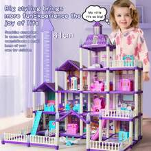 Juego de muñecas de bricolaje con casa de muñecas, incluye muñeca y muebles, regalo de casa de muñecas de princesa, con característica que brilla en la oscuridad (requiere suficiente absorción de luz), (tira de iluminación gratis, muñeca gratis) - Morado - Ver 2