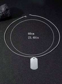 Collar con abalorio geométrico para hombre de 1 pieza a la moda y popular, joyería de acero inoxidable para regalo de joyería y para un aspecto elegante - Plateado - Ver 3