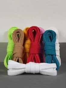 New Colorful Polyester Flat Shoelaces, Solid Color Laces For Canvas Shoes, Sneakers