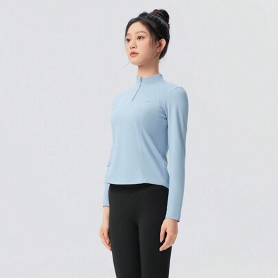 봄 신상 여성용 솔리드 컬러 핏팅 긴팔 요가 재킷, 반지퍼 착탈이 쉬움, 흡습속건 통기성 주름방지 소재, 더욱 정제된 외관을 위한 히든 지퍼, 고신축성, 스탠드 칼라 방풍, 요가, 러닝, 피트니스, 댄스, 에어로빅, 볼 스포츠, 캐주얼 웨어에 적합, 봄, 가을, 겨울에