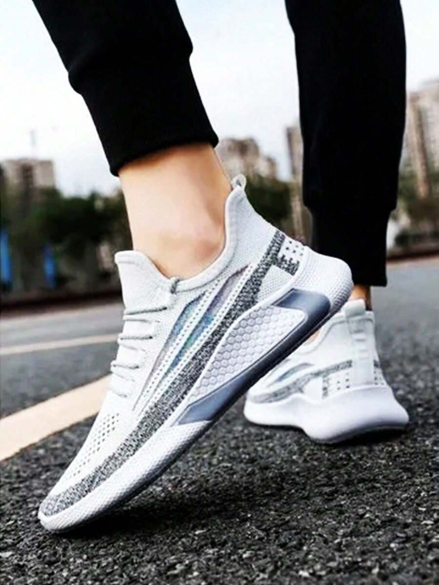 Tenis deportivos para hombre, Zapatillas de entrenamiento, Calzado ligero de malla transpirable, Tenis negros con diseño moderno, Zapatos casuales y deportivos, Tenis con suela antideslizante, Calzado para correr y gimnasio, Zapatillas de deporte para hombre, Altamente duraderas,Comodidad para todo el día - Blanco - Ver 1