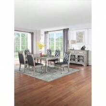 Majestic Formal Set Of 2 Side Chairs Grey / Silver Finish Rubberwood Dining Room Furniture Intricate Design Cushion Upholstered Seat Tufted Back - 彩色 - 查看 7