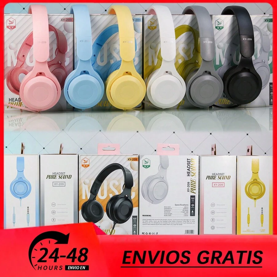 1/3/5pz Auriculares sobreaudífonos con cable, graves potentes, plegables, color pastel macarón, ideal como regalo de fiestas, auriculares con cable plegables para juegos, aislamiento de ruido, larga duración de batería, auriculares para estudiantes.