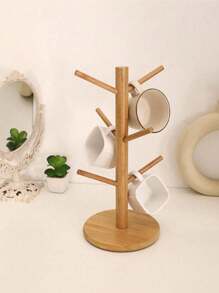 1 Stück Bambus Tassen Halter Baum - Kaffee- und Teetassen Organizer mit 6 Haken für die Arbeitsplatte - stilvoller Kaffee Bar Zubehör