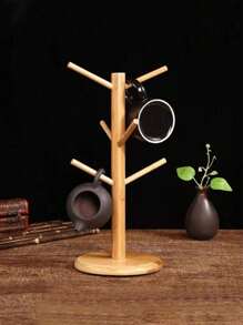 1 Stück Bambus Tassen Halter Baum - Kaffee- und Teetassen Organizer mit 6 Haken für die Arbeitsplatte - stilvoller Kaffee Bar Zubehör