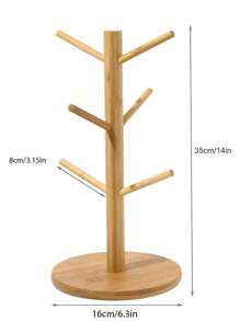 1 Stück Bambus Tassen Halter Baum - Kaffee- und Teetassen Organizer mit 6 Haken für die Arbeitsplatte - stilvoller Kaffee Bar Zubehör