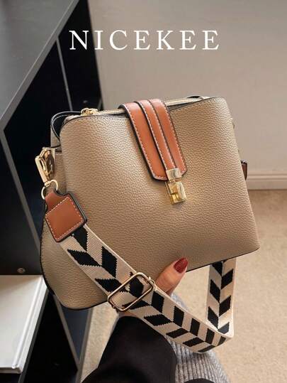 Fashionable And Versatile Retro Style Crossbody Bag, Niche Design, Solid Color, Simple And Lightweight, Adjustable Shoulder Strap Bucket Bag, Geometric Shoulder Strap Shoulder Bag, Suitable For Work, Commuting, Going Out, Dating, Shopping And Giving Gifts.