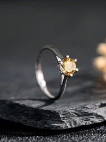 Genuine 925 Silver Women's Ring With Natural Garnet Stone Moissanite/Peridot/Moon Stone/Diopside/Citrine/Topaz/Amethyst Crystal 6*6mm Classic Elegant Wedding Bands Adjustable Size Engagement Jewelry Valentine's Day Gifts