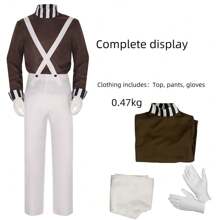 In Stock Oompa Loompa Role Play Chocolate Disguise Top And Pants Fantasy Costume Adult Party Colorblock Halloween - Chocolate Brown - View 2