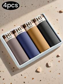 4Pcs Men's Underwear Cool Smooth Comfortable Men's Boxers Briefs Ice Silk Thin Sports Casual Men's Shorts