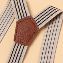 1pc Men's Striped Elastic Suspenders, Vintage 4 Clips, Suitable For All Seasons For Going Out Outfit Wedding Party And For Gift Halloween Accessories, Halloween Costumes Autumn-Winter Accessories Halloween Costume,Suitable For Teens, Youth,Men,Casual, Outdoor, Athletic, Vacation, Graduation Gifts, Birthday, Daily Wear
