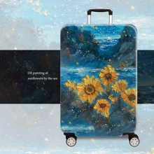 1pc Oil Painting Sunflower Print Pattern Series, Thickened Suitcase Protector, Thickened Suitcase Accessories, Suitable For Business, Business Trip, Vacation, Travel, Luggage Drop-Off, Back To School, Add Color To Your Suitcase. Suitable For 20-28 Inch Boxes. Toiletry Bag Wash Bag Toiletry Travel Bag Makeup Storage Beach Beach Bag Holiday Essentials School Supplies Travel Essentials Ladies For College Dorm Bathroom Bag For School School Accessories School Stuff - Multicolor - View 15