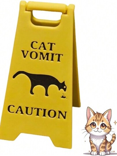 猫呕吐标志，猫呕吐警告标志，有趣的呕吐警告标志，5 英寸可爱恶作剧礼物猫狗呕吐标志装饰，3D 打印新奇桌面装饰，适用于家庭、办公室、教室