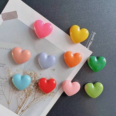 5/10 件莫兰迪色心形冰箱贴，固定照片留言，家居装饰