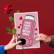 1 pieza Tarjeta romántica del Día de San Valentín para esposo/novio, tarjeta divertida del Día de San Valentín de novia/esposa (Tú me quitas el aliento)