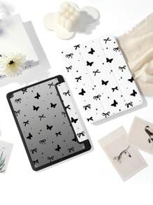 1 件黑色优雅蝴蝶结亚克力透明后盖保护壳，兼容 iPad 10、第 9 代/Mini 6/10.2 英寸 iPad Pro 11 2021/2020、iPad 第 5 代 (9.7 英寸)、iPad Air 第 5 代 2022，带铅笔槽，防摔，自动睡眠/唤醒 - 彩色 - 查看 3