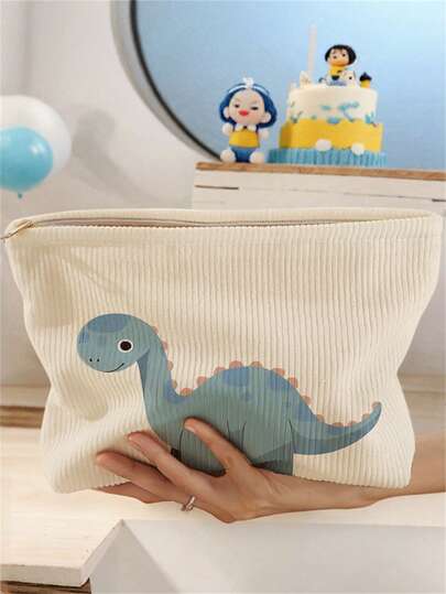 1pc Cute Cartoon Dinosaur Pattern Printed Toiletry Bag, Travel Bag For Beach, Swimming Pool, Swimwear, Travel Organizer, Cosmetic Bag, Makeup Bag, Makeup Pouch, Large Capacity Wash Bag For Lipstick, Brush, Skincare, Phone, Coins, Small Items, Multipurpose Use For Home, Gift, Holiday, Festival, Teenagers, School, Back To School Supplies, Cosmetic Storage, Dorm Room Essentials