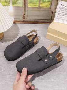 1 双纯色舒适时尚百搭抗起球防滑平底凉鞋 - 灰色 - 查看 2