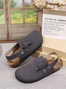 1 双纯色舒适时尚百搭抗起球防滑平底凉鞋 - 灰色 - 查看 5