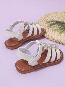 女孩可爱闪亮白蝴蝶平底凉鞋，适合日常穿着，休闲，时尚，春夏季公主风，斋月，开斋节 - 白色 - 查看 4