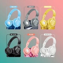 1/3/5pz Auriculares sobreaudífonos con cable, graves potentes, plegables, color pastel macarón, ideal como regalo de fiestas, auriculares con cable plegables para juegos, aislamiento de ruido, larga duración de batería, auriculares para estudiantes. - Negro - Ver 8