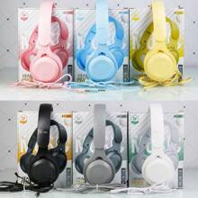1/3/5pz Auriculares sobreaudífonos con cable, graves potentes, plegables, color pastel macarón, ideal como regalo de fiestas, auriculares con cable plegables para juegos, aislamiento de ruido, larga duración de batería, auriculares para estudiantes. - Negro - Ver 9