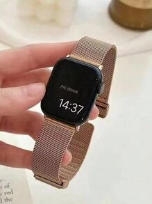 1pc Christmas Gift Magnetic Milanese Mesh Metal Folding Strap Compatible With Apple Watch Apple Watch Band Bands, Luxury Feeling Watch Band Compatible With Apple Watch Series 7/6/5/4/3/2/SE Compatible 42mm 38mm 40mm 41mm 44mm 45mm 46mm 49mm, Unisex Fashion Smartwatch Replacement Strap Compatible With Apple Watch Ultra2 Ultra SE2 SE 10 9 8 7 6 5 4 3 2 1