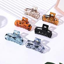 6pcs/Set Minimalist Clear Plastic Hair Clips - Women Hollow Rectangle Hair Claw, Medium Size, Multi-Functional Half-Up Hairstyle Accessories, Suitable For Daily Wear, Great Gift For Valentine's Day And New Year - Multicolor - View 4