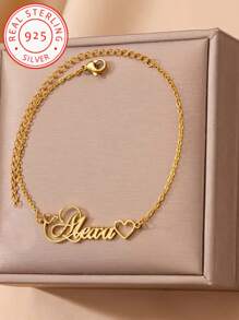 A 925 Silver Customized Personalized Name Bracelet, A Luxurious And Fashionable Men's And Women's Jewelry Accessory, A Surprise Gift For Loved Ones, Friends, And Family, A Simple, Elegant, Romantic, Bohemian Style Matching Accessory, Suitable For Valentine's Day