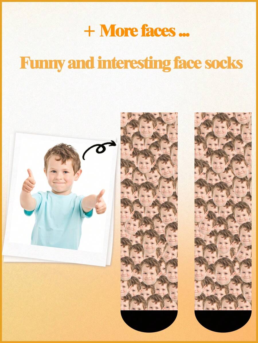 1 Pair Of Children Aged 1-16, And Average Size Of Adults, Head Customized Socks, Face Socks. Personalized Photos, Birthday Gifts, Funny, Meaningful Socks