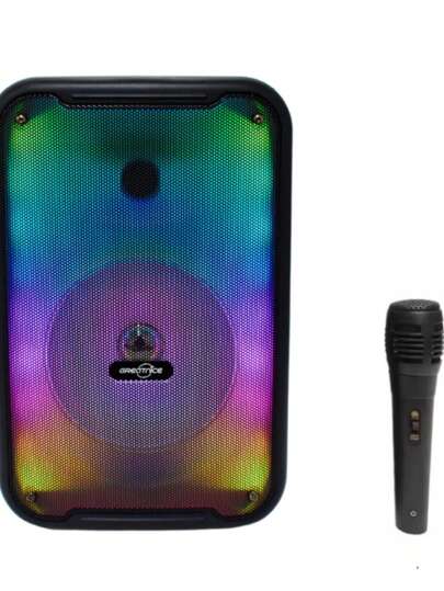 Bocina Bluetooth 8″ con luz LED de colores en el panel