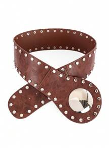 1 件女式复古高腰松紧腰带可调节束腰腰部装饰配件，适合秋季、万圣节穿着 - 腰封 - 查看 1